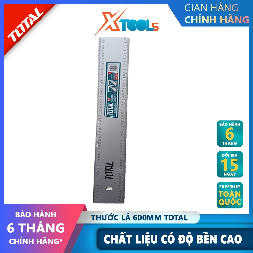 Thước đo TOTAL TMT636002 | Thước lá Chiều dài 60cm, Chiều rộng 5cm, Chất liệu nhôm anodized, Tỷ lệ chính xác 0,7mm/m, đo