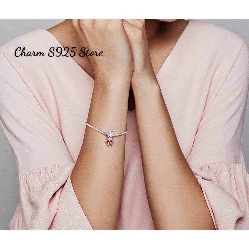 charm Pan mickey vàng hồng phối trắng bạc s925 cao cấp