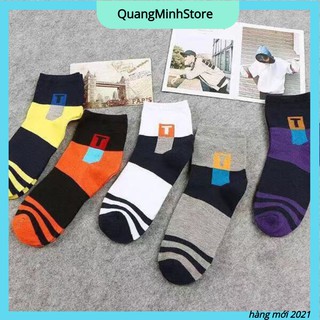 Com Bo 10 Đôi Tất Vớ Nam Nữ Cổ Cao Style Hàn Quốc