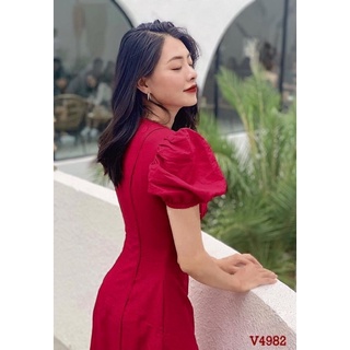 Đầm Đỏ Li eo tay Bồng {Kèm Ảnh Thật }