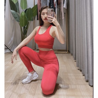 Đồ tập gym , bộ đồ tập thể thao nữ ba lỗ chun dệt