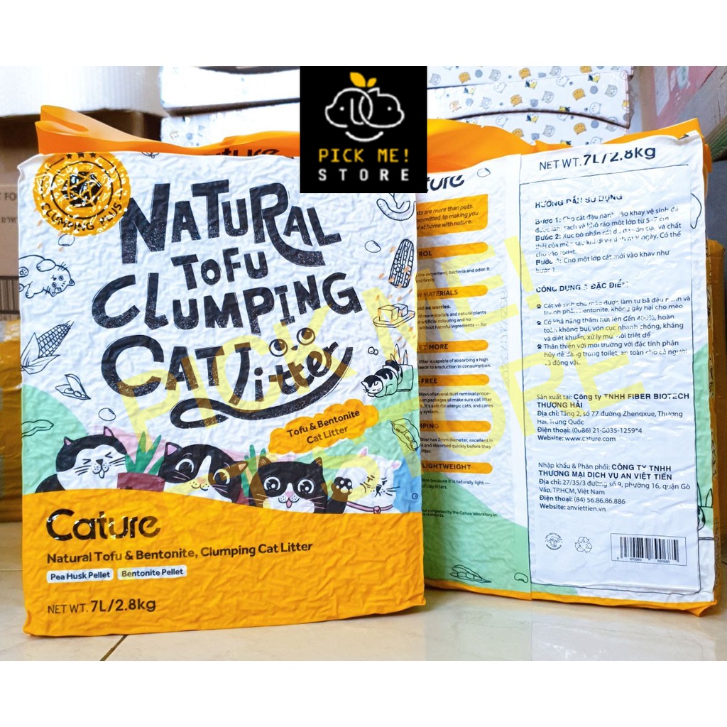 Cát Đậu Nành CATURE Mix Đất Sét - Cát Vệ Sinh Cho Mèo - 7L | Có thể xả bồn cầu, Toilet |Tofu