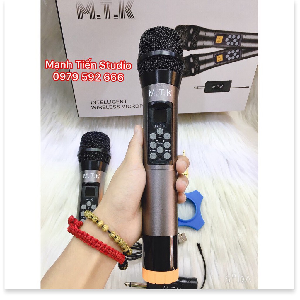 Micro không dây MTK chuyên hát karaoke gia đình, micro oto, thu âm livestream, tùy chỉnh Bass,Treble trên thân mic