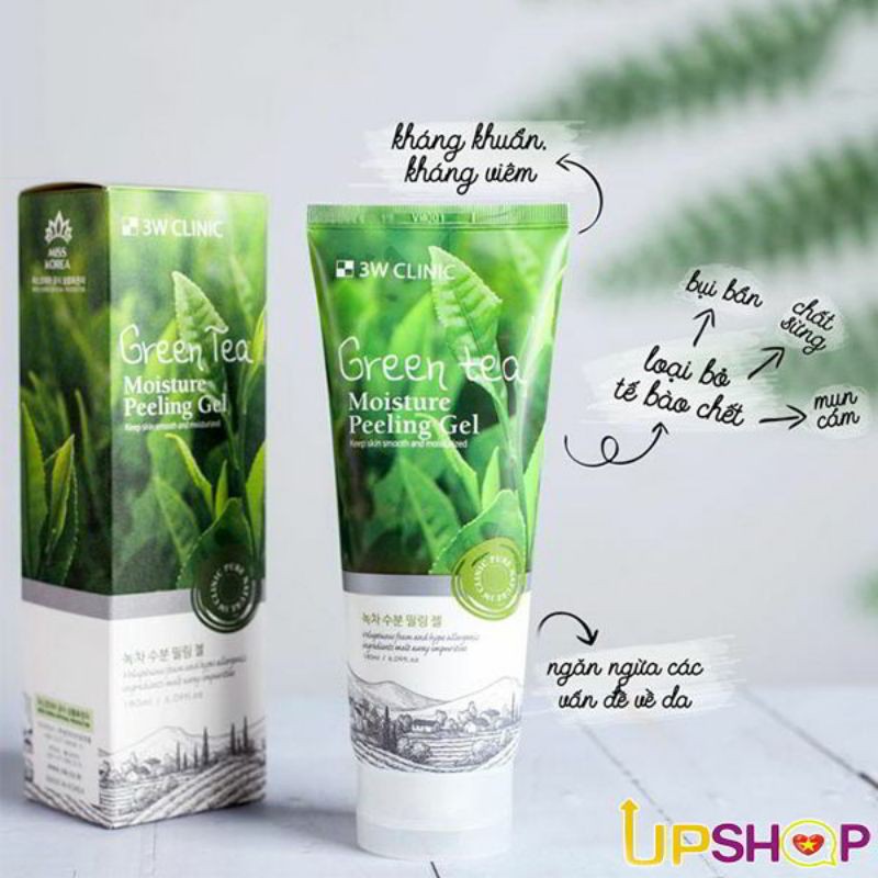 MẪU MỚI - Tẩy Tế Bào Chết Green Tea Mousture Peeling Gel 3w Clinic 180ml