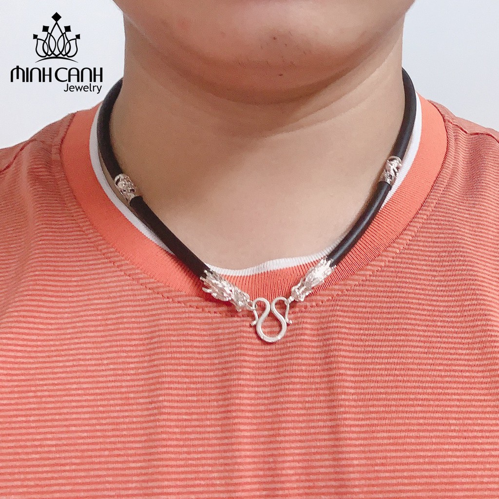 Dây Cao Su Bọc Bạc Họa Tiết Đầu Rồng - Minh Canh Jewelry