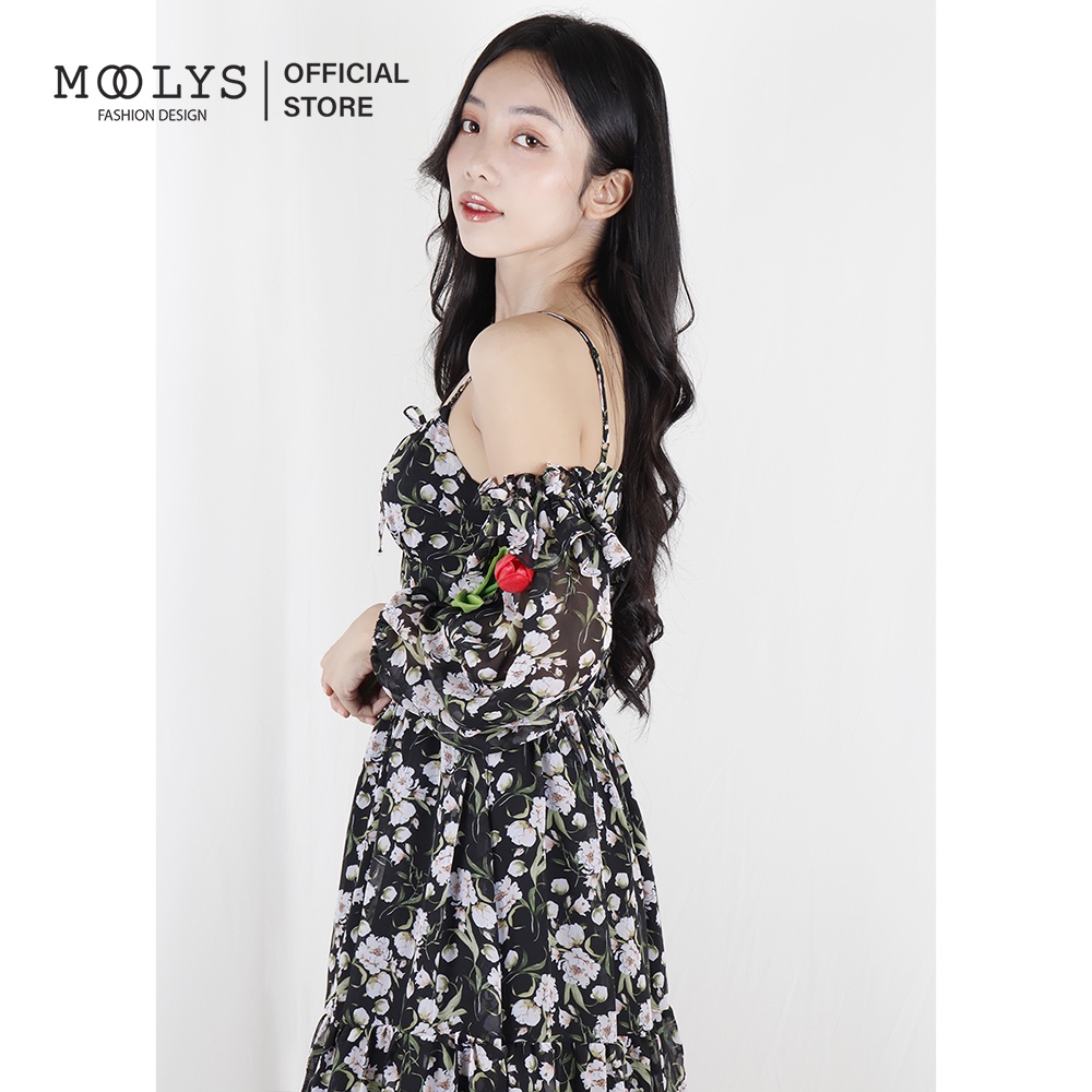 Đầm hoa dài tiểu thư dễ thương Moolys MD009