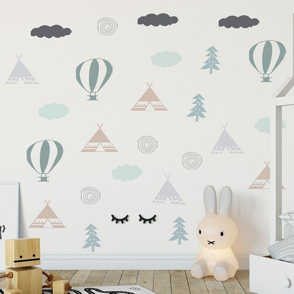 1 Miếng Dán Tường Trang Trí Hình Khinh Khí Cầu Hoạt Hình DIY