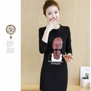 Đầm suông cô gái tay dài