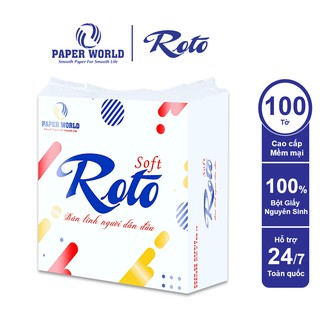 Khăn giấy vuông napkin cao cấp ROTO SOFT RTS100 | Thế Giới Giấy - 100% bột giấy nguyên sinh - Gói 100 tờ - 330cm.