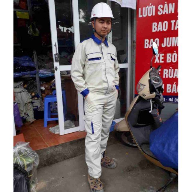 Quần áo bảo hộ lao động vải kaki 3/1 phối màu