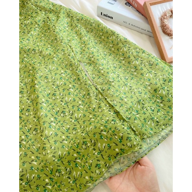 ĐẦM HOA XANH LÁ 2S CỘT VAI XẺ ☘️☘️🥦🥦