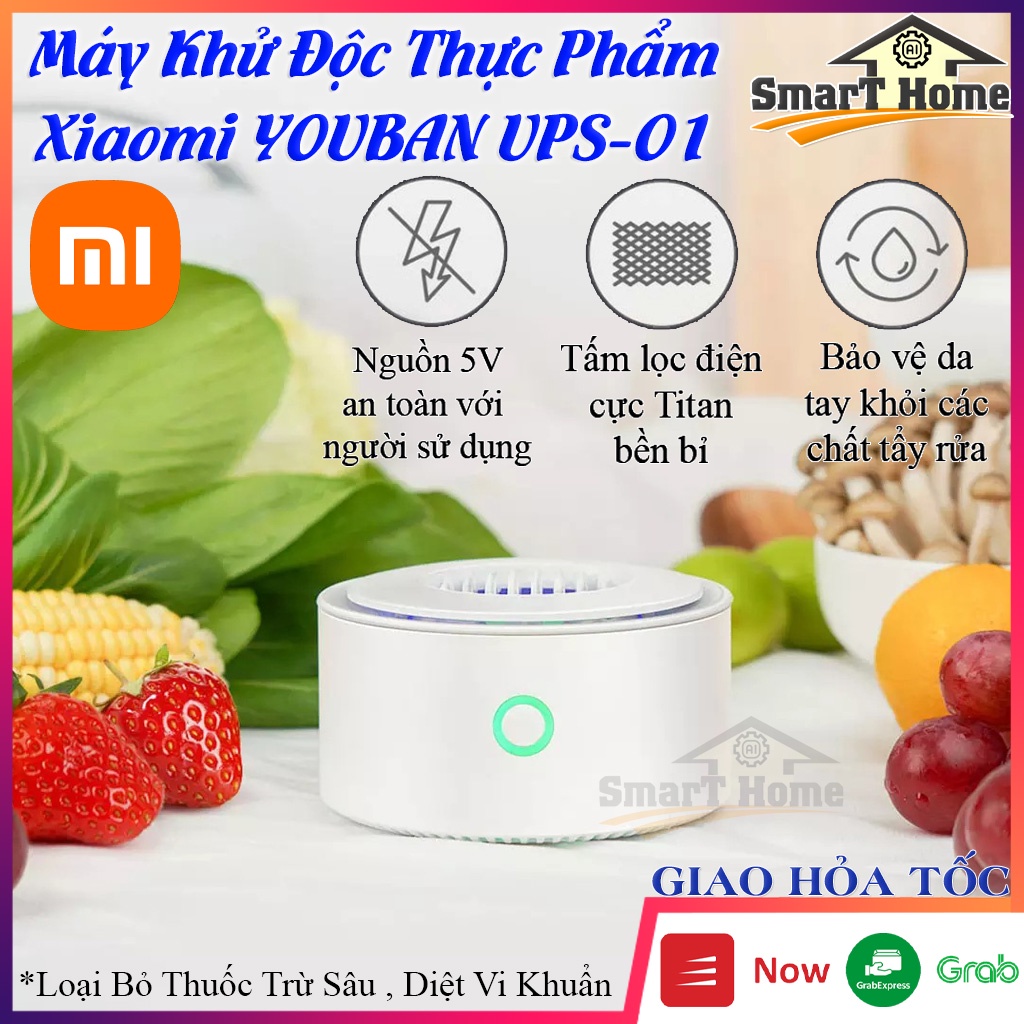 Máy Khử Độc Thực Phẩm Xiaomi YOUBAN UPS-01 , Máy Khử Trùng Thực Phẩm Loại Bỏ Thuốc Trừ Sâu , Khử 99.9% Vi Khuẩn Gây Hại