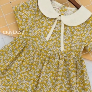 Đầm cổ sen vải thô hàn cho bé gái size1,2 ,3....10,11,12