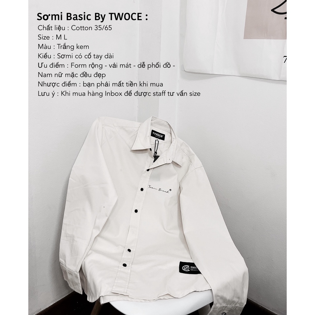 Áo SƠMI TAY DÀI BASIC BY TWOCE BRAND