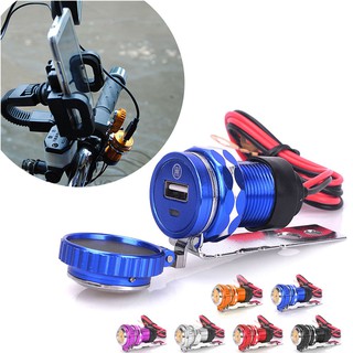 Sạc điện thoại xe máy kiêm đồng hồ 2 in 1