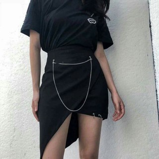 Chân váy ulzzang phối dây xích (có lót trong)