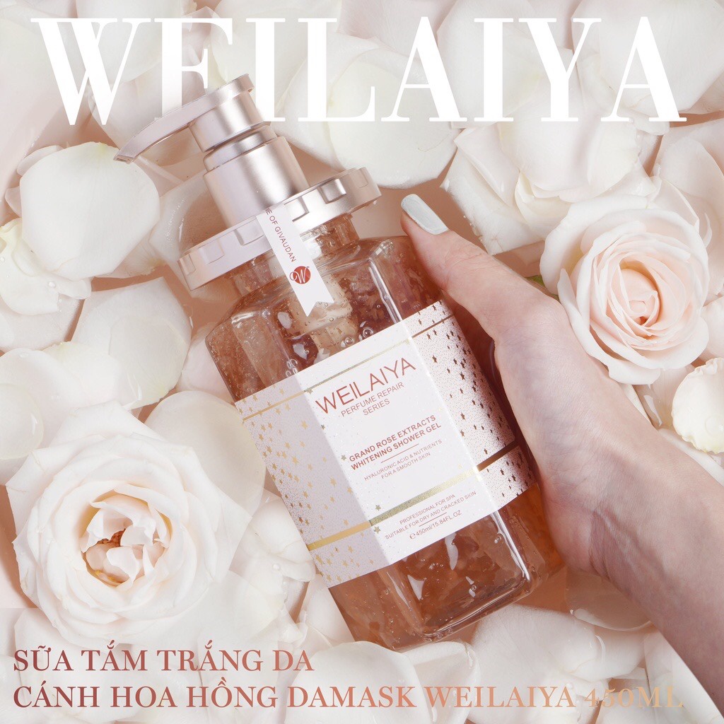(HOT) Sữa Tắm Trắng Da Cánh Hoa Hồng - Damask Weilaiya Grand Rose Extracts Whitening Shower Gel 450ml