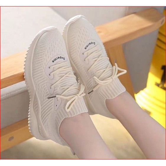 Giày sneaker nữ cổ chun cao cấp,Vải dệt thoáng khí,Đế cao su cao 4cm bền đẹp_3 màu.