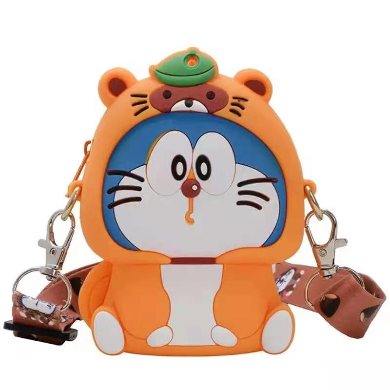 túi đựng tiền Korean Version Cartoon Doraemon Sling Bag Crossbody Silicone Wallet Card Shoulder Bag Diagonal Girls Women Soft Coin Purse Bag with Strap