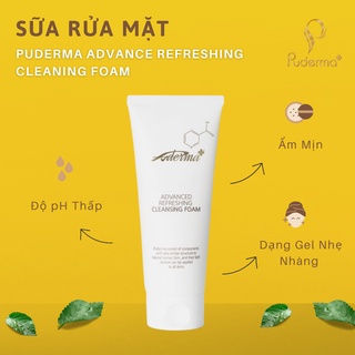 Sữa Rửa Mặt Puderma Advance Refreshing Cleaning Foam Dưỡng Ẩm, Cân Bằng Ph, Làm Sạch Da 120ml