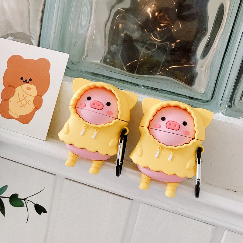 Case Vỏ Bao Airpod Đựng Tai Nghe Airpods 1 2 Pro Hình Thú Siêu Cute Bằng Sillicone Dẻo Tặng Kèm Móc - Dino case Link 1