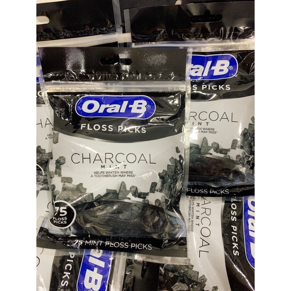 Cung/Tăm chỉ nha khoa Oral-B Floss Picks Charcoal 75 cây/1 gói