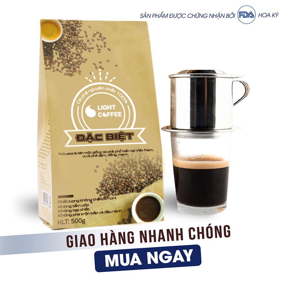 Cà phê Đặc biệt Light Coffee dạng bột nguyên chất 100% , Vị đậm đắng mạnh -500gr