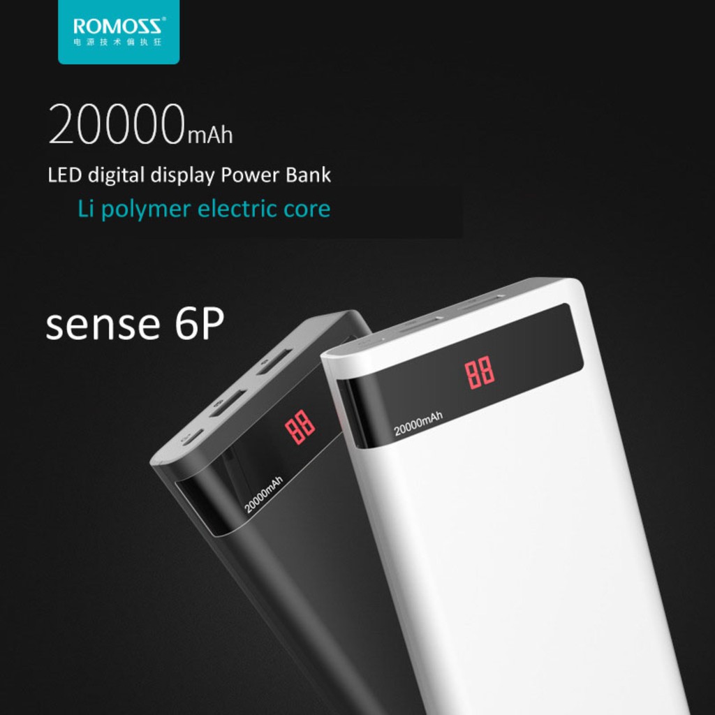 Pin sạc dự phòng cao cấp Romoss Sense 6P 20000mAh - Hàng chính hãng