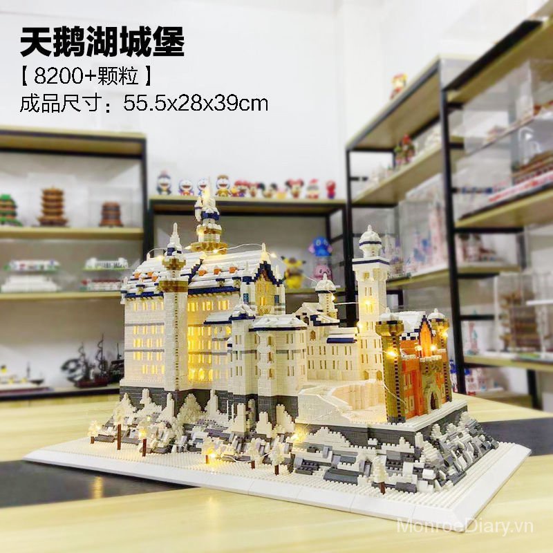 Compatible with Lego Guanghan Palace Building Blocks Small Particles High Difficulty Disney Swan Lake Castle Assembled Educational Toys gjWO