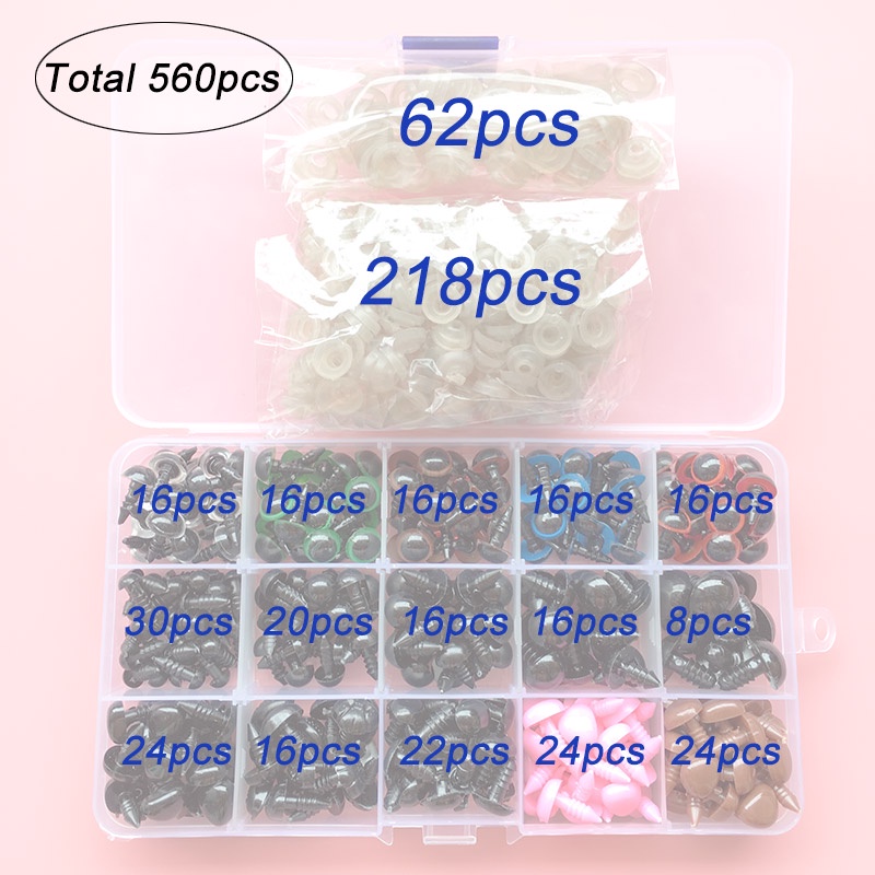 Bộ 560 Mắt Nhựa 6-14mm Cho Gấu Bông Mềm