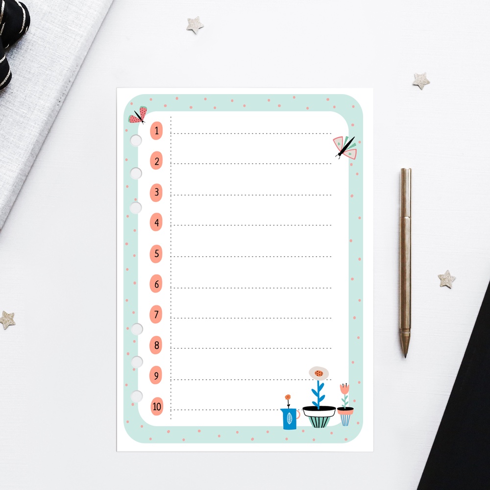 Ruột giấy sổ còng Self Planner - Happy Note 5 tờ / mẫu 120gsm A5 không kèm còng