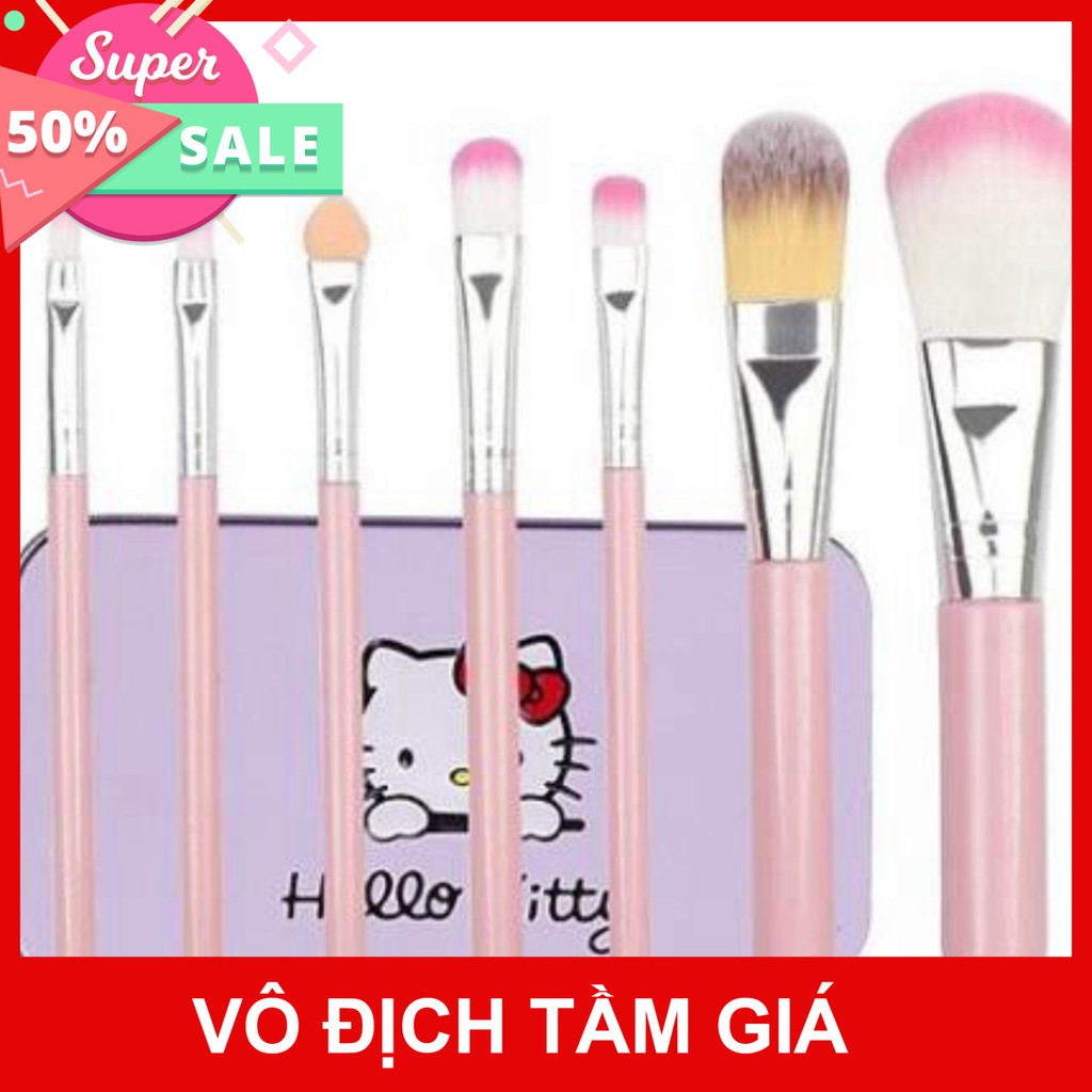 Bộ Cọ Trang Điểm 7 Món Hello Kitty Hàn Quốc, Hàng Loại 1 Hộp Thép
