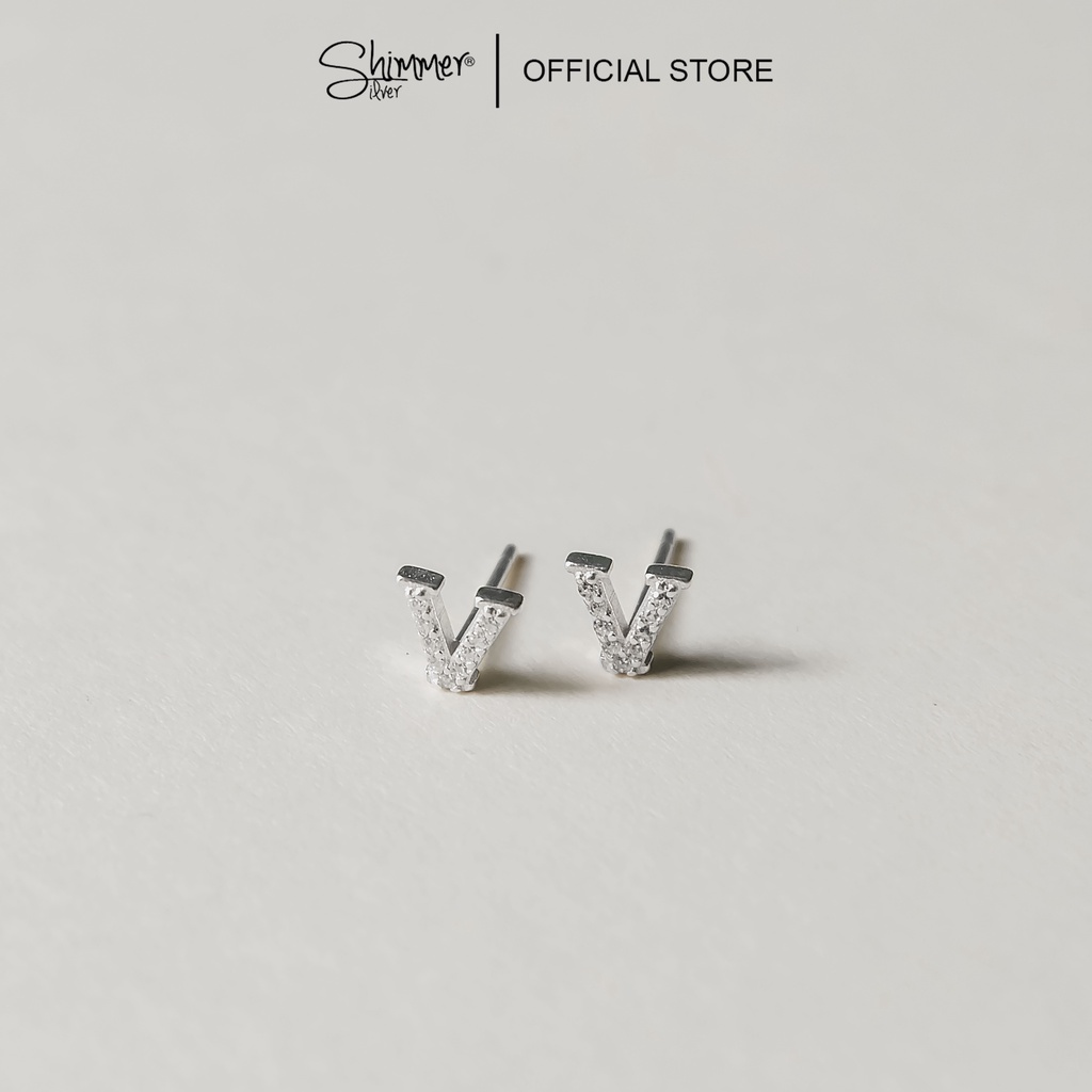 Bông Tai, Khuyên Tai, Hoa Tai Nữ Bạc 925 Cao Cấp SHIMMER SILVER Hình Chữ Đa Dạng (Giá 1 Chiếc)