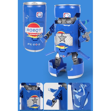 Đồ Chơi Robot Biến Hình Lon Nước, Đồ Chơi Siêu Nhân Lon Nước, Đồ Chơi Lắp Ráp Cho Bé 02136