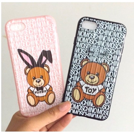 [ Iphone 6 đến xs max ] ốp gấu Mochino kẻ xếp va li silicon mềm