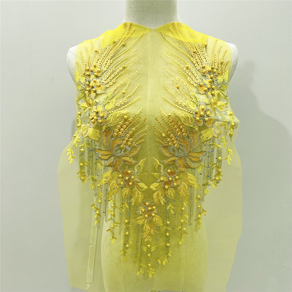 31 * 53CM 3D Hoa Quần áo Patches đính cườm thêu rhinestone xà cạp ren thêu đầm và phụ kiện may vá