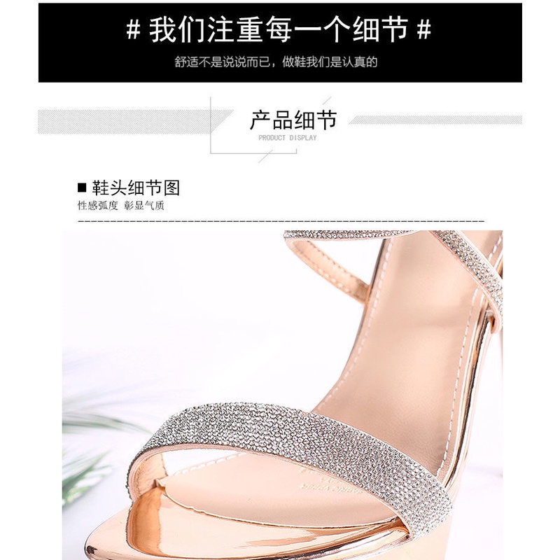 Giày Cao Gót Sandal Cao Gót 12cm Chống Thấm Nước Đính Đá Gợi Cảm Phong Cách Mùa Hè Kiểu Mới 2022 Dành Cho Bạn Nữ