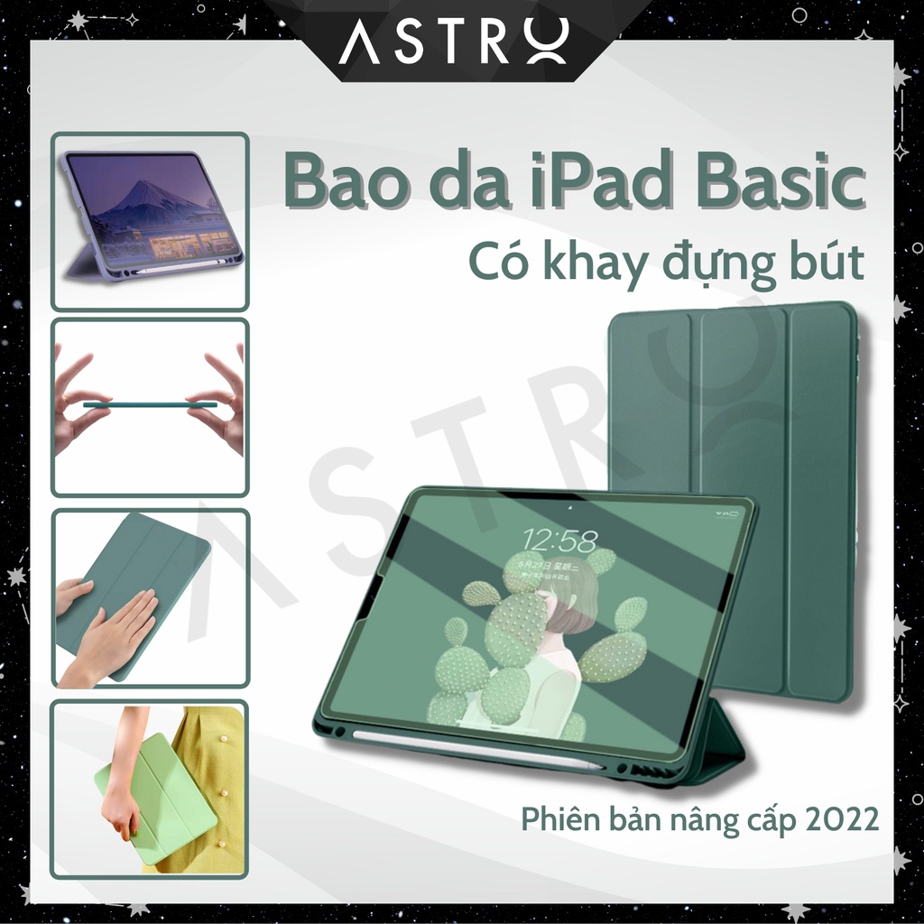 [Astro Basic] Cover bao da phong cách tối giản có khay đựng bút dành cho iPad Pro 11 Air 4 5 Gen 7 8 9 12.9