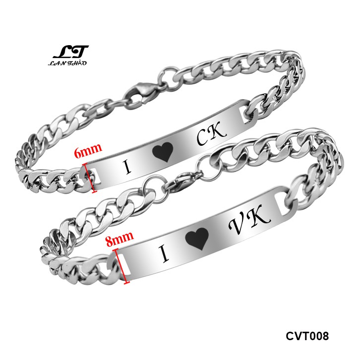Lắc tay cặp đôi I Love CK VK CVT008 Không đen không gỉ sét