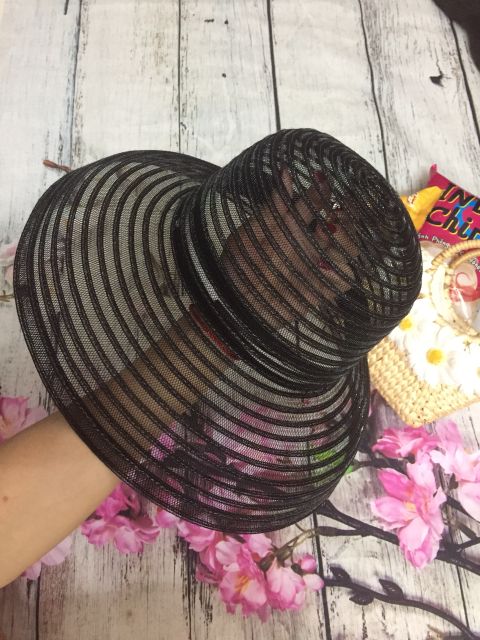Mũ cói đi biển chuông lưới vành cụp đai đior siêu hot