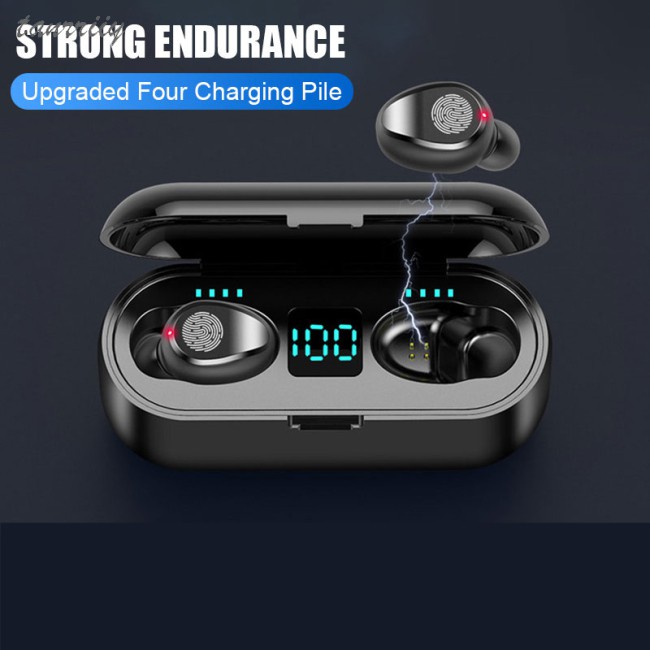 【Ready Stock】Bluetooth V5.0 Earphone Wireless Earphones Stereo Sport Wireless Headphones Earbuds Headset 2000 mAh Power for iPhone Xiaomi