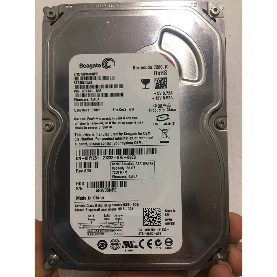 Ổ cứng Hdd PC máy bàn 80GB zin good