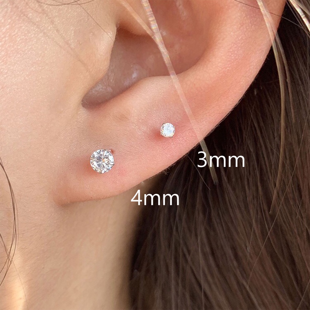 Khuyên Tai Đính Đá Zircon Siêu Lấp Lánh Thiết Kế Đơn Giản Thích Hợp Sử Dụng Hàng Ngày Dành Cho Nam Và Nữ