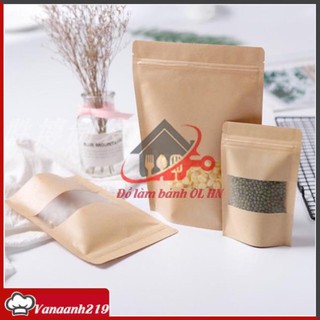 20 túi zip giấy kraft có khung cửa sổ đáy đứng nhiều size hàng loại 1