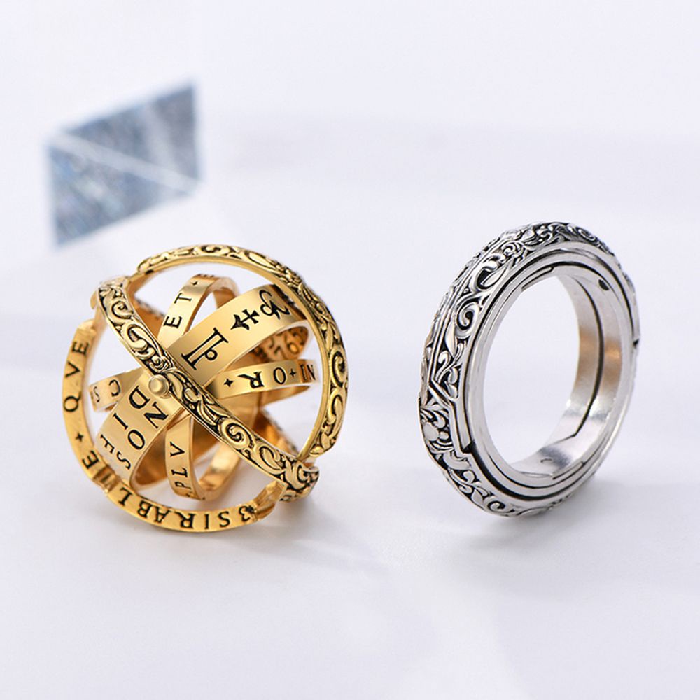 Nhẫn hình quả cầu thiên văn xoay nhiều màu sắc thời trang