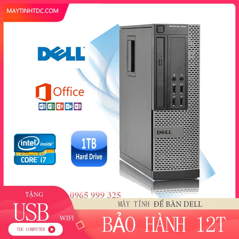 Máy tính để bàn DELL Optiplex Core i7, RAM 8GB, ổ cứng SSD 120GB - HDD 1TB.Hàng Nhập Khẩu. Tặng usb wifi