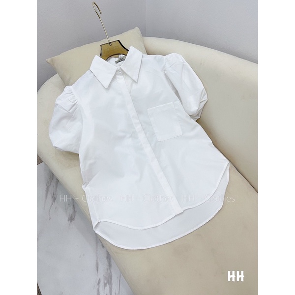 Áo sơ mi nữ ngắn tay phồng Hàn Quốc thiết kế Vinn Studio