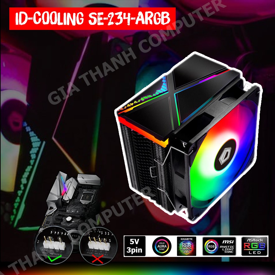 Tản Nhiệt CPU ID-COOLING SE-234-ARGB Đồng Bộ LED 12V Siêu Đẹp Hiệu Năng Cao