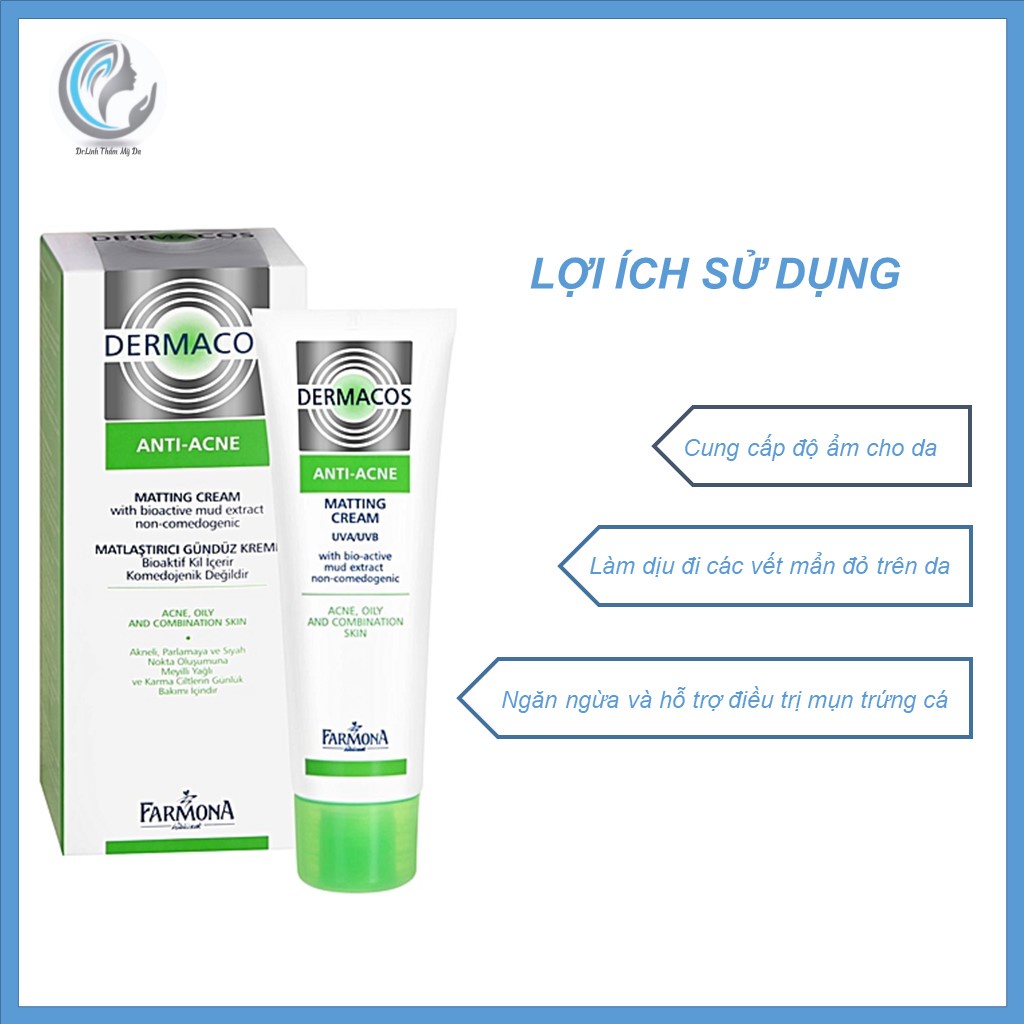 Kem dưỡng ẩm cho da dầu mụn Dermacos Anti Acne giảm bóng nhờn và ngừa mụn DA01
