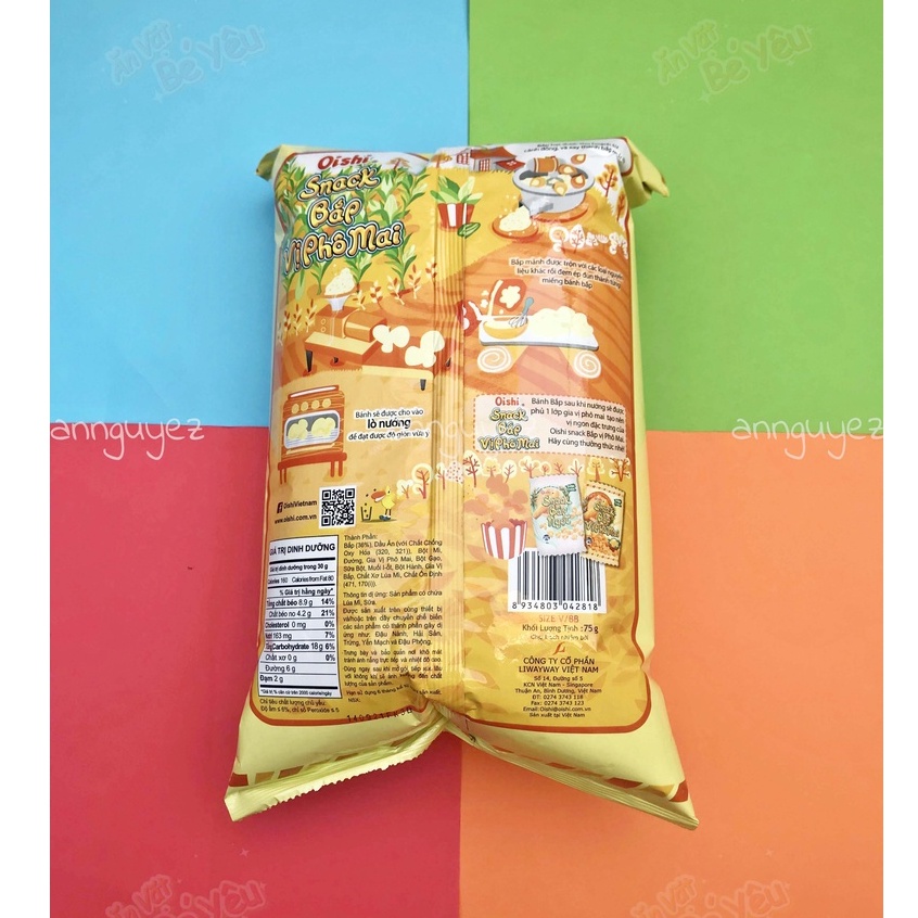 Bim bim Oishi snack bắp vị phô mai 75g siêu to khổng lồ